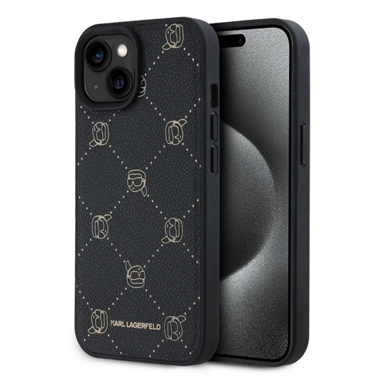 Picture of Karl Lagerfeld - Karl Lagerfeld PU Karl Heads Pattern MagSafe Case for iPhone 15 Black