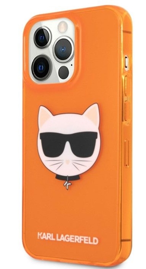 Picture of Karl Lagerfeld Apple iPhone 13 Pro Fluo TPU Choupette Head Case Orange