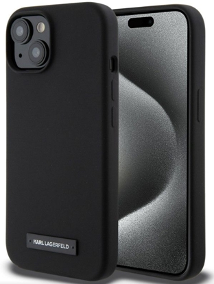 Изображение Karl Lagerfeld Apple iPhone 15 Liquid Silicone Plaque MagSafe Case Black