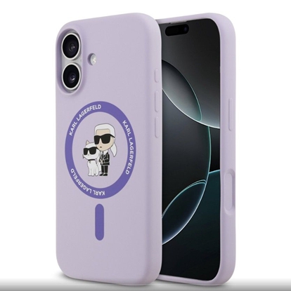 Picture of Karl Lagerfeld Liquid Silicone Karl and Choupette MagSafe Case for iPhone 17 / purple