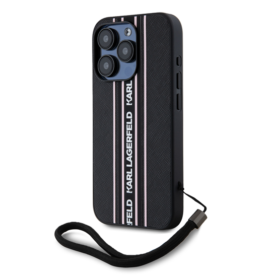Picture of Karl Lagerfeld PU Saffiano Athleisure Stripe and Strap Case for iPhone 15 Pro Max / pink