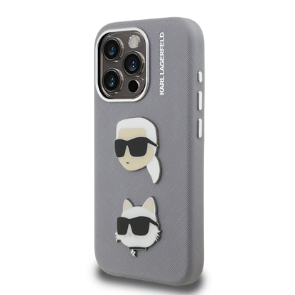 Изображение Karl Lagerfeld Grained PU K&CH Heads Case for Apple iPhone 15 Pro