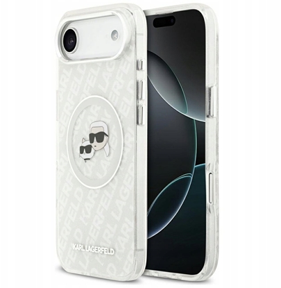 Attēls no Karl Lagerfeld IML Glitter Karl & Choupette Heads Logo MagSafe Case for iPhone Air Gray