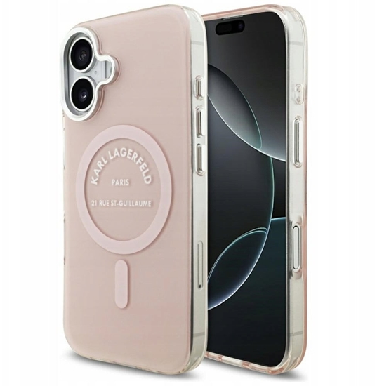 Изображение Karl Lagerfeld Apple iPhone 17 Silicone case with MagSafe IML Karl RSG Logo Pink