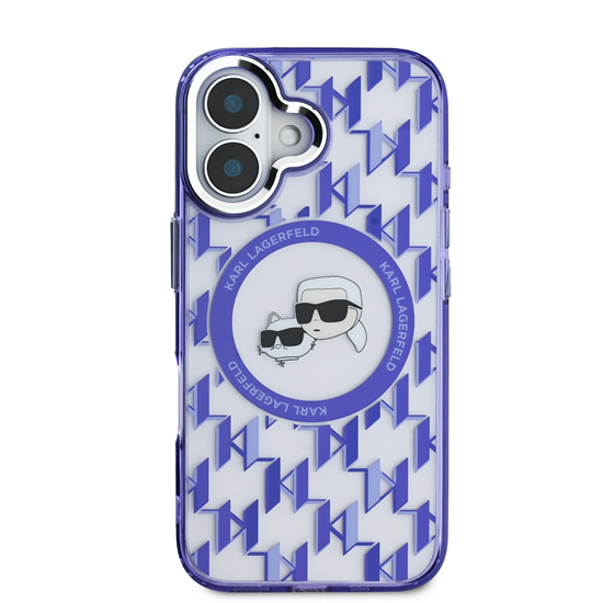 Изображение Karl Lagerfeld IML Monogram K&CH Heads MagSafe Case for iPhone 16 / purple