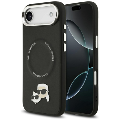 Изображение Karl Lagerfeld PU Karl and Choupette Heads Pins MagSafe Case for iPhone Air / Black