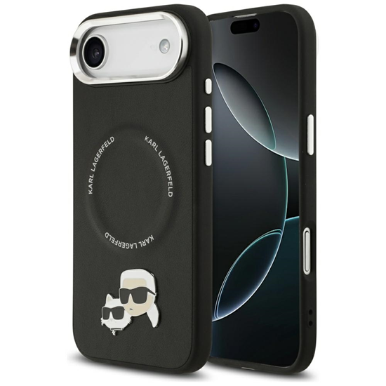 Изображение Karl Lagerfeld PU Karl and Choupette Heads Pins MagSafe Case for iPhone Air / Black
