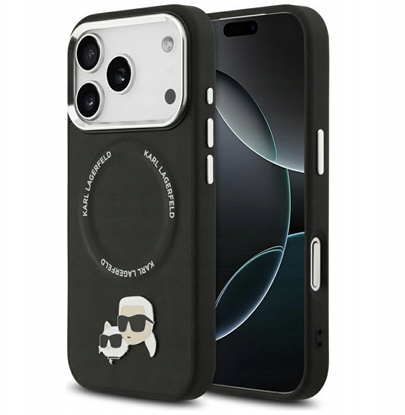 Изображение Karl Lagerfeld PU Karl and Choupette Heads Pins MagSafe Case for iPhone 17 Pro / black