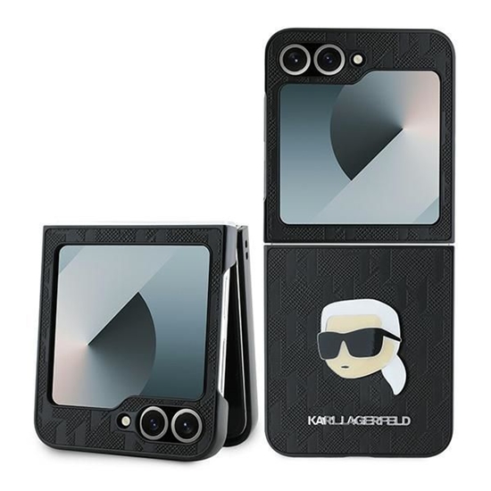 Изображение Karl Lagerfeld PU Saffiano Monogram Karl Head Case for Samsung Galaxy Z Flip 6/7 FE / Black