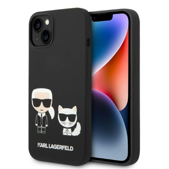 Picture of Karl Lagerfeld MagSafe Liquid Silicone Karl and Choupette Case for iPhone 14 Plus / Black