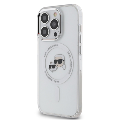 Изображение Karl Lagerfeld IML K&CH Heads Metal Frame MagSafe Case for iPhone 15 Pro / Transparent