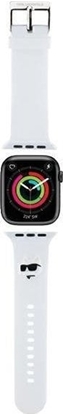 Picture of Karl Lagerfeld Pasek KLAWLSLCNH Apple Watch 42/44/45/49mm biay/white strap 3D Rubber Choupette Head