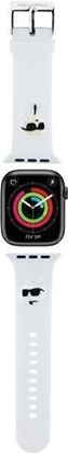 Picture of Karl Lagerfeld Pasek KLAWLSLKCNH Apple Watch 42/44/45/49mm biay/white strap 3D Rubber Karl&Choupette Heads