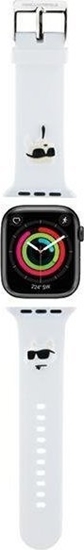 Изображение Karl Lagerfeld Karl Lagerfeld Pasek KLAWLSLKCNH Apple Watch 42/44/45/49mm biay/white strap 3D Rubber Karl&Choupette Heads
