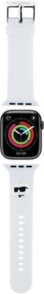 Picture of Karl Lagerfeld Pasek KLAWMSLCNH Apple Watch 38/40/41mm biay/white strap 3D Rubber Choupette Heads