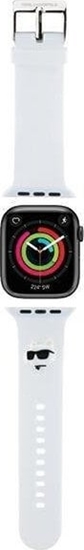 Изображение Karl Lagerfeld Karl Lagerfeld Pasek KLAWMSLCNH Apple Watch 38/40/41mm biay/white strap 3D Rubber Choupette Heads