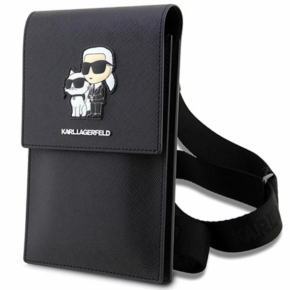 Picture of Karl Lagerfeld Saffiano Metal Logo NFT Wallet Phone Bag / black