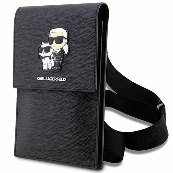 Изображение Karl Lagerfeld Saffiano Metal Logo NFT Wallet Phone Bag / black