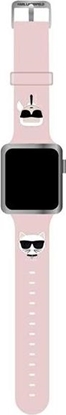 Attēls no Karl Lagerfeld Pasek Karl Lagerfeld KLAWLSLCKP Apple Watch 4/5/6/7/SE 44/45mm róowy/pink strap Silicone Karl & Choupette Heads