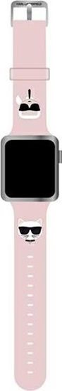 Изображение Karl Lagerfeld Pasek Karl Lagerfeld KLAWLSLCKP Apple Watch 4/5/6/7/SE 44/45mm róowy/pink strap Silicone Karl & Choupette Heads