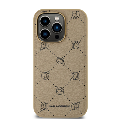 Изображение Karl Lagerfeld PU Karl Heads Pattern MagSafe Case for iPhone 14 Pro Max / Beige