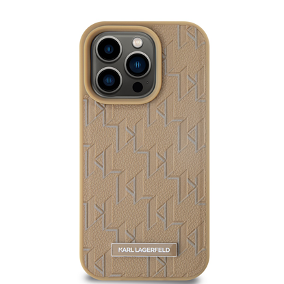 Изображение Karl Lagerfeld PU Monogram Metal Logo MagSafe Case for iPhone 14 Pro Max / Beige