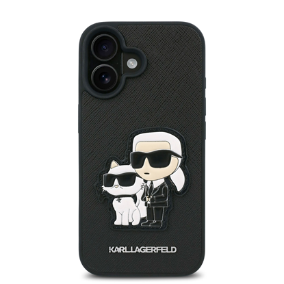 Изображение Karl Lagerfeld PU Saffiano Karl and Choupette Case for iPhone 16 Plus / black
