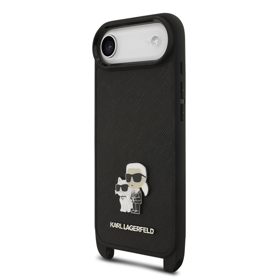 Picture of Karl Lagerfeld Saffiano Crossbody Strap Metal Karl and Choupette Case for Apple iPhone 17 Air