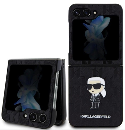 Picture of Karl Lagerfeld Samsung Galaxy Z Flip 5 PU Saffiano Monogram Ikonik NFT Case Black