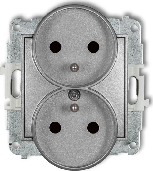 Изображение Karlik MINI Gniazdo podwójne z/u z przesonami srebrny metalik 7MGPR-2zp