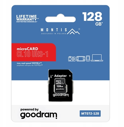 Attēls no Karta pamici microSD 128GB CL10+adapter MT072-128 Montis by Goodram