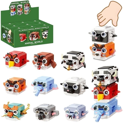 Изображение Klocki zwierztko naciskane + 120 elementów MIX