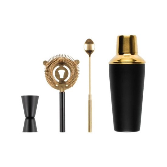 Picture of Kokteiļu šeikeris Maku 4-piederumi, melns ar zeltu