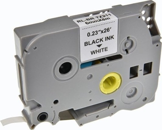 Picture of Kompatybilny tama do drukarek etykiet, dla Brother, TZE-211, czarny druk/biay podkad, laminowane, 8m, 6mm