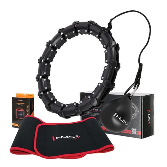 Изображение Komplekts HULA HOOP HHW02 BLACK WITH WEIGHT HMS + WAIST SUPPORT BR163 RED
