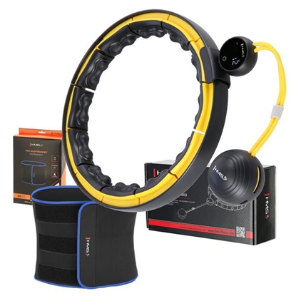 Attēls no Komplekts SET HULA HOOP MAGNETIC BLACK/YELLOW HHM21 WITH WEIGHT + COUNTER HMS + SLIMMING BELT BR1313