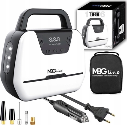 Attēls no Kompresor samochodowy Mbg Line sprarka 12V / 230V LED pompka z wywietlaczem LCD