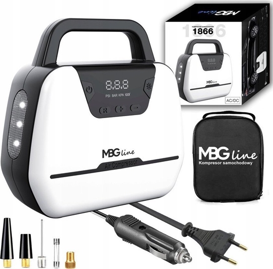 Picture of Kompresor samochodowy Mbg Line sprarka 12V / 230V LED pompka z wywietlaczem LCD