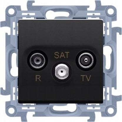 Attēls no Kontakt-Simon Gniazdo antenowe Kontakt-Simon Simon 10 CASP.01/49 R-TV-SAT przelotowe modu, 1x wejcie: 5MHz-2,4GHz czarny mat