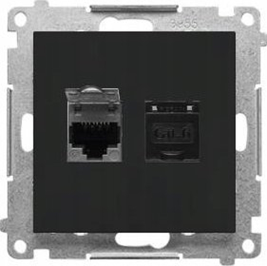 Picture of Kontakt-Simon Gniazdo komputerowe RJ45 Kontakt-Simon 55 T62.01/149 podwójne kategoria 6, z przeson przeciwkurzow modu czarny mat