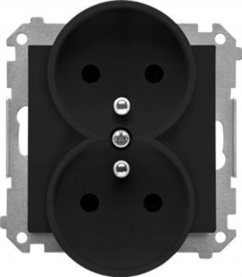 Picture of Kontakt-Simon Gniazdo wtyczkowe podwójne z uziemieniem z przesonami modu 16A czarny mat Simon 55 TGZ2MCZ.01/149 Kontakt-Simon