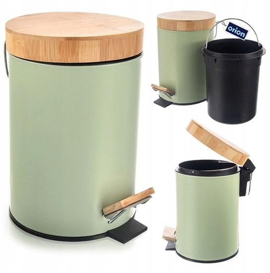 Изображение Kosz na mieci metalowy z pedaem zielony GREENISH 3 l