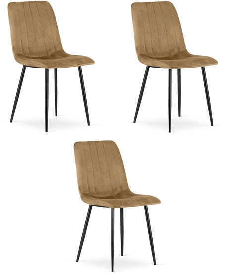 Picture of Krzeso aksamitne LAVA brz eleganckie czarne nogi jadalni salonu x3