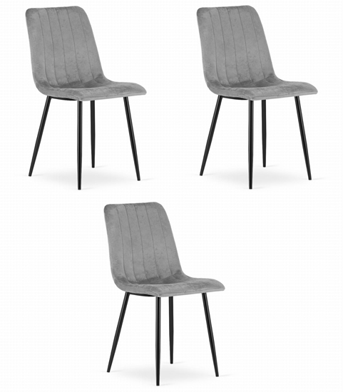 Изображение Krzeso aksamitne szare welur LAVA eleganckie do salonu kuchni x3