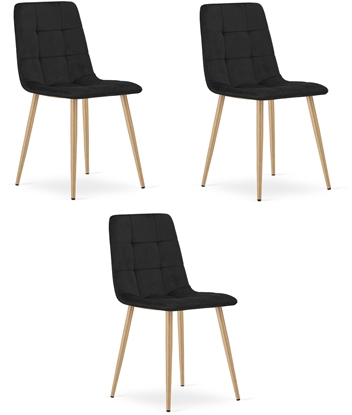 Attēls no Krzeso do salonu welurowe czarne KARA aksamitne do kuchni jadalni x3