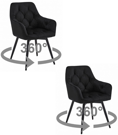 Изображение Krzeso JORK360 - czarny aksamit / nogi czarne x 2