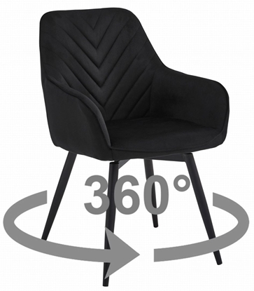 Изображение Krzeso NANA360 - czarny aksamit / nogi czarne x 1