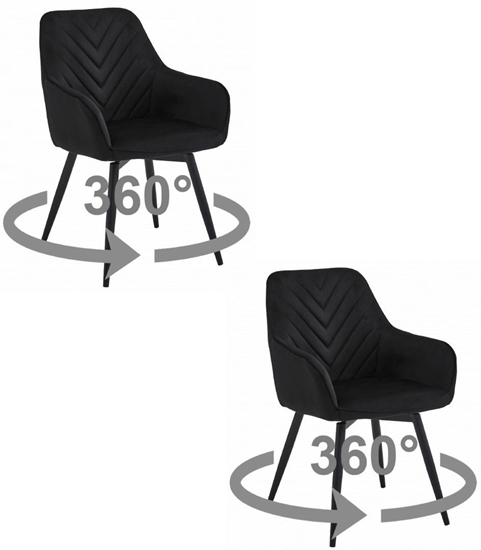 Изображение Krzeso NANA360 - czarny aksamit / nogi czarne x 2