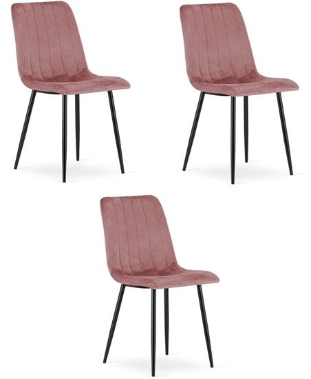 Изображение Krzeso róowe aksamit welurowe LAVA czarne nogi do jadalni kuchni x3