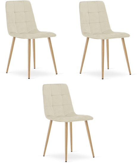 Picture of Krzeso tapicerowane beowe KARA aksamit 3 szt loft nowoczesne kuchnia